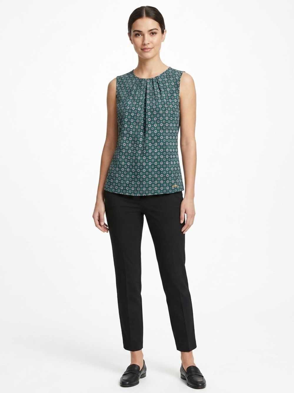 Calvin Klein NWOT Forest Green Geometric Print Sleeveless Stretchy